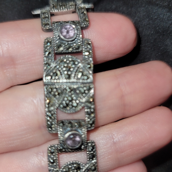Sterling silver watch with marcasite and amethyst stamped 925💜 - Picture 8 of 10